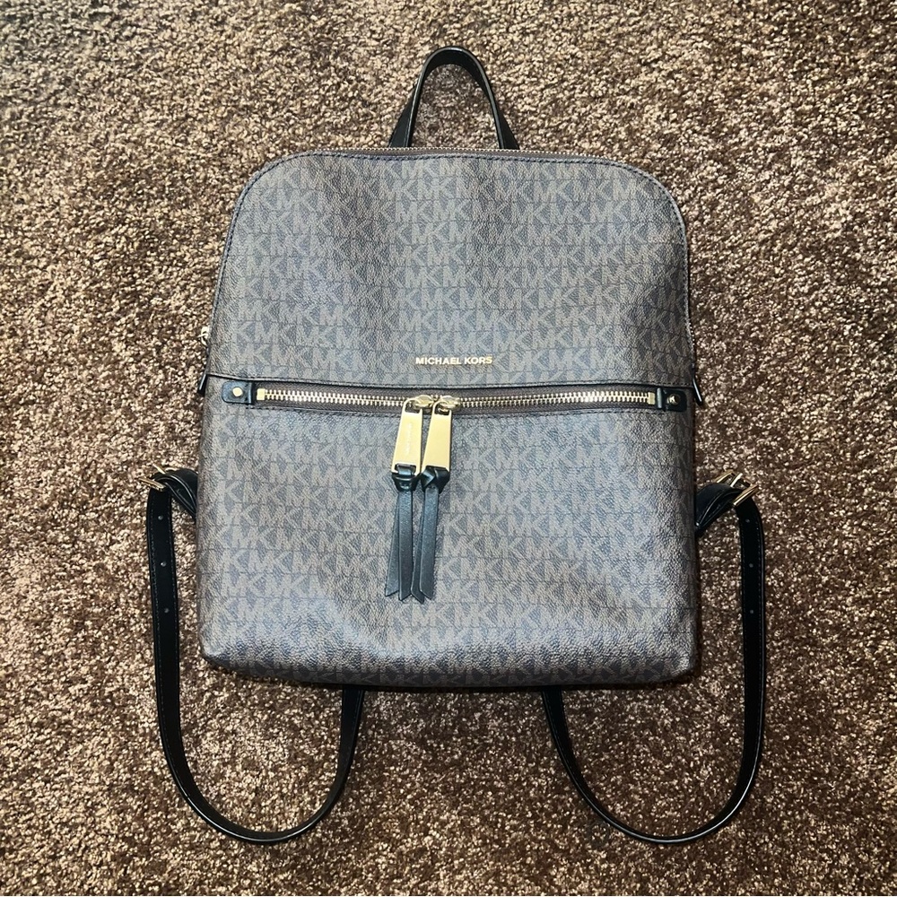 Michael Kors Monogram Backpack in Brown and Black